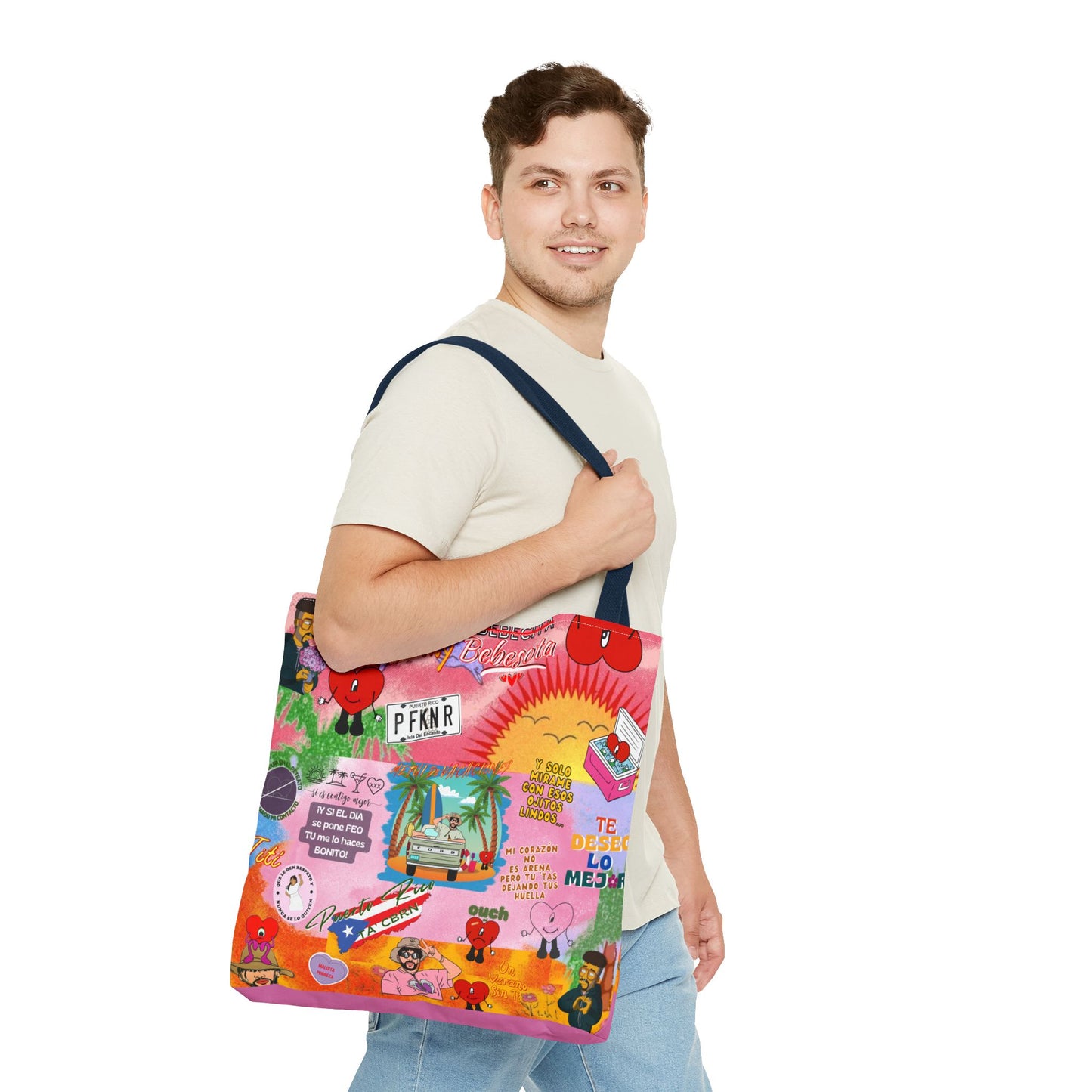 BAd Bunnyy Colorful Cartoon Tote Bag - Fun & Functional for Everyday Use