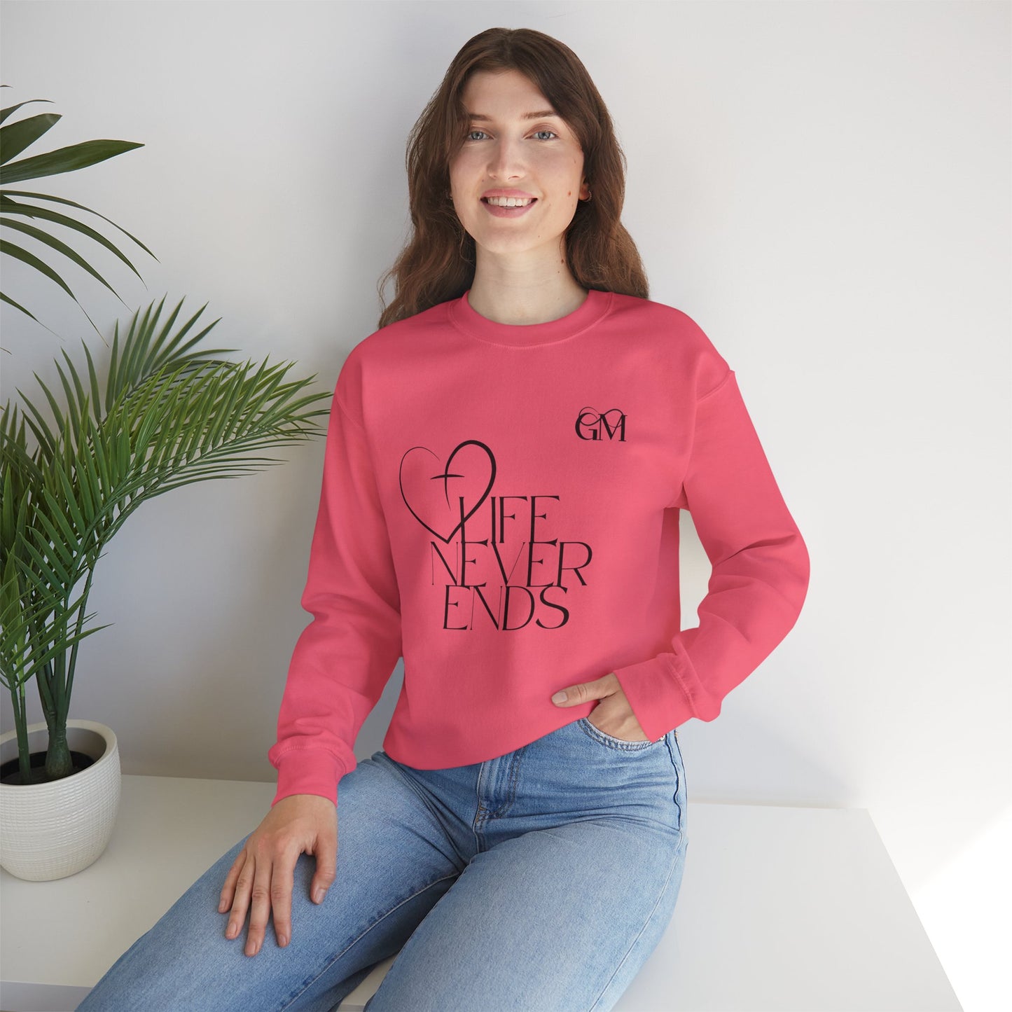 Religious Sweatshirt - Jesus Life Never Ends