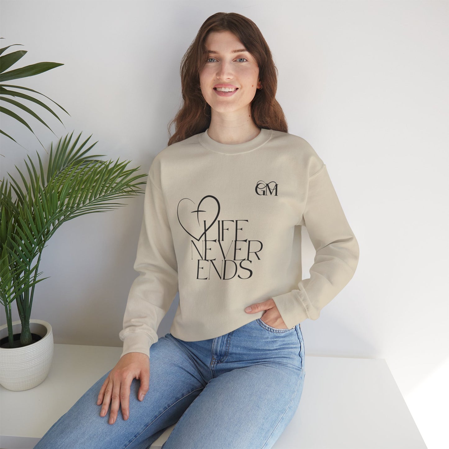 Religious Sweatshirt - Jesus Life Never Ends