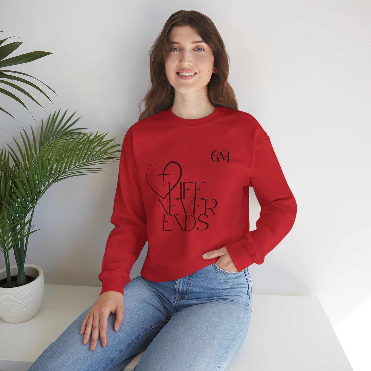 Religious Sweatshirt - Jesus Life Never Ends