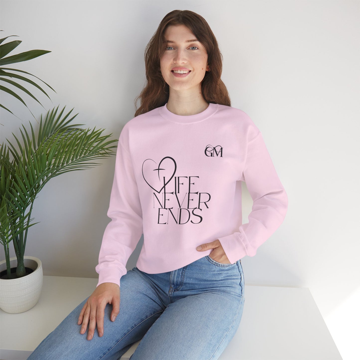 Religious Sweatshirt - Jesus Life Never Ends