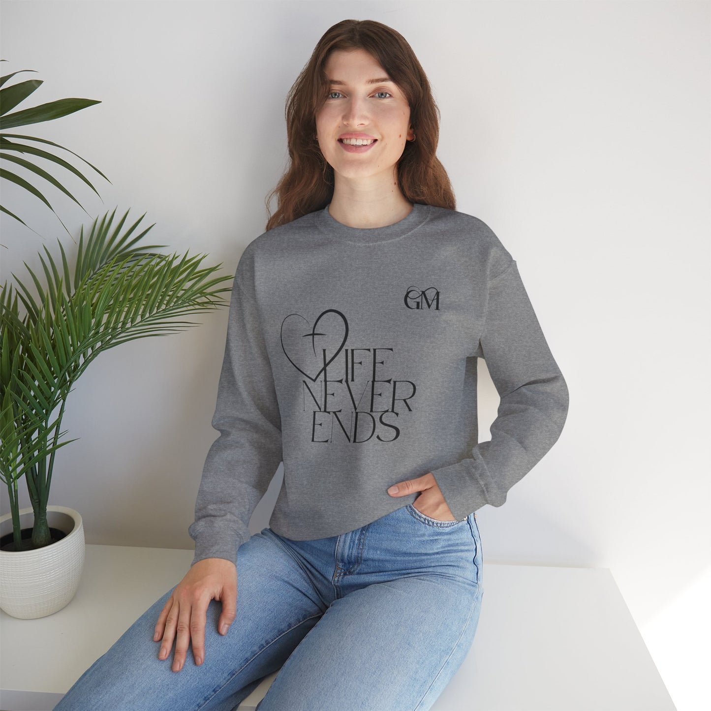 Religious Sweatshirt - Jesus Life Never Ends