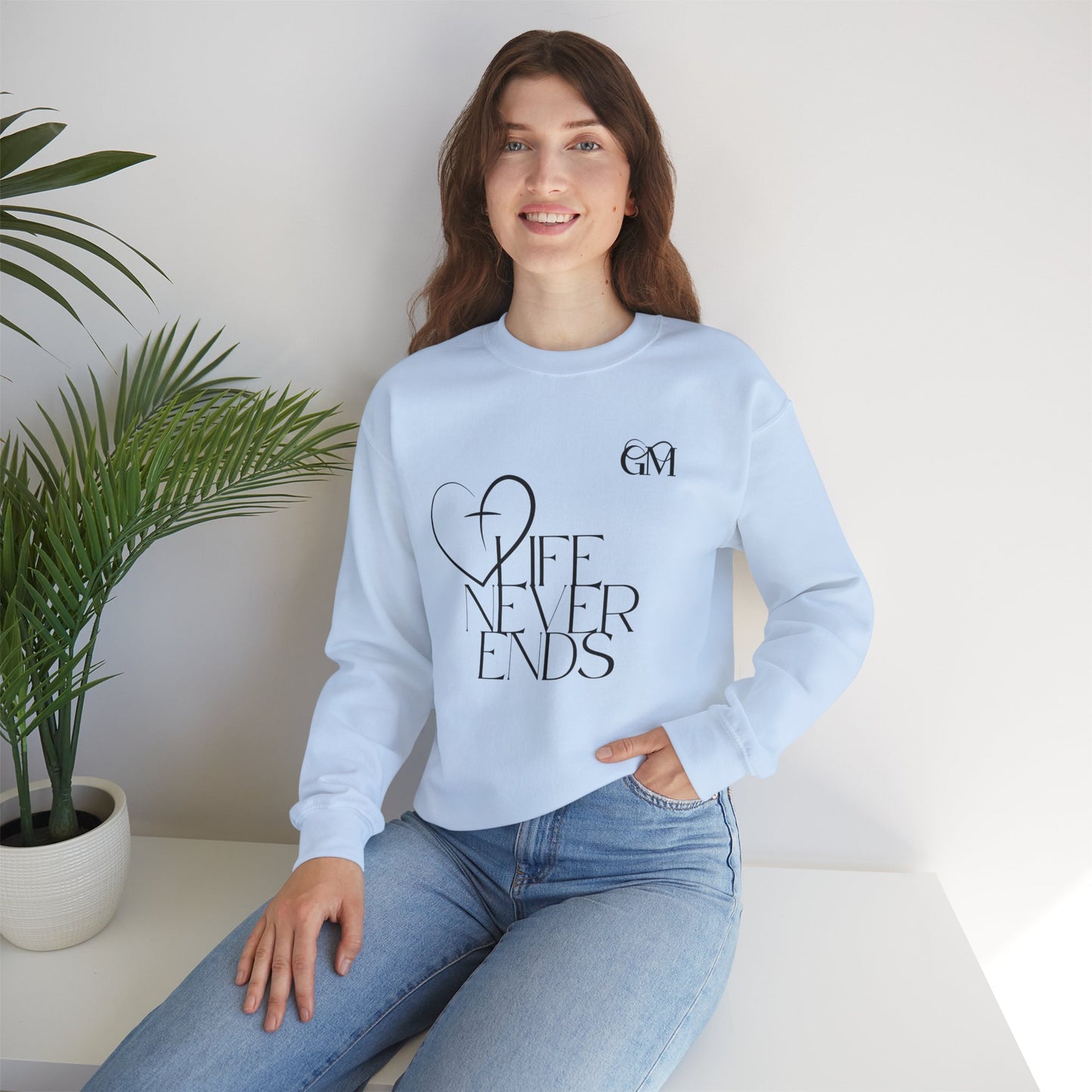 Religious Sweatshirt - Jesus Life Never Ends