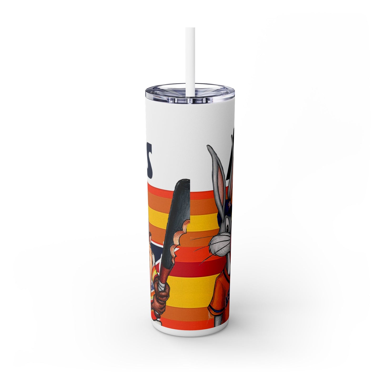 Astros Looney Tunes Vibrant Skinny Tumbler with Straw, 20oz for Summer Sips, Celebration, Gifts, Travel, Music Lovers, Festivals