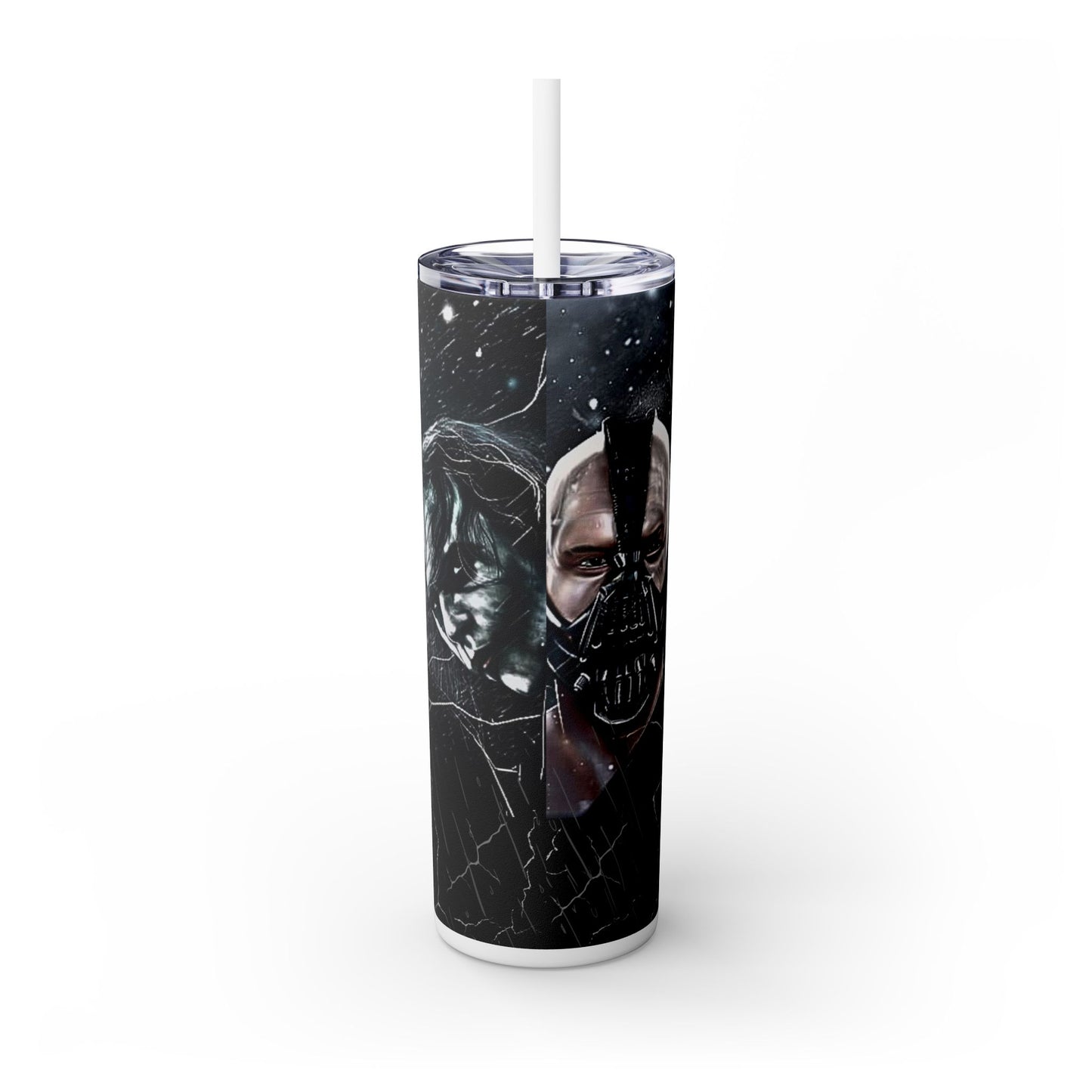 Batman Joker Bane Vibrant Skinny Tumbler with Straw, 20oz for Summer Sips, Celebration, Gifts, Travel, Music Lovers, Festivals