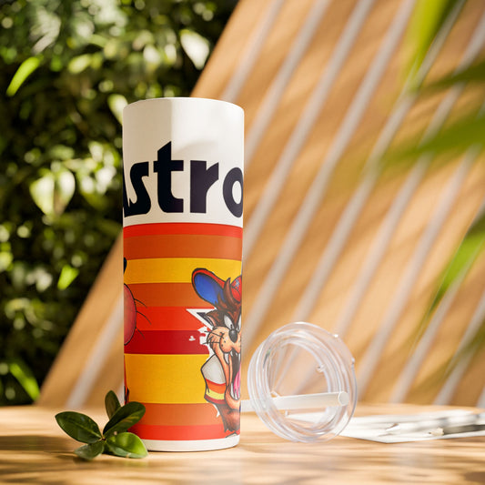 Astros Looney Tunes Vibrant Skinny Tumbler with Straw, 20oz for Summer Sips, Celebration, Gifts, Travel, Music Lovers, Festivals