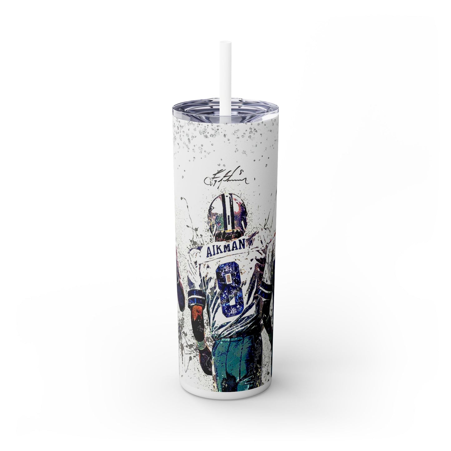 Dallas Cowboys Vibrant Skinny Tumbler with Straw, 20oz for Summer Sips, Celebration, Gifts, Travel, Music Lovers, Festivals