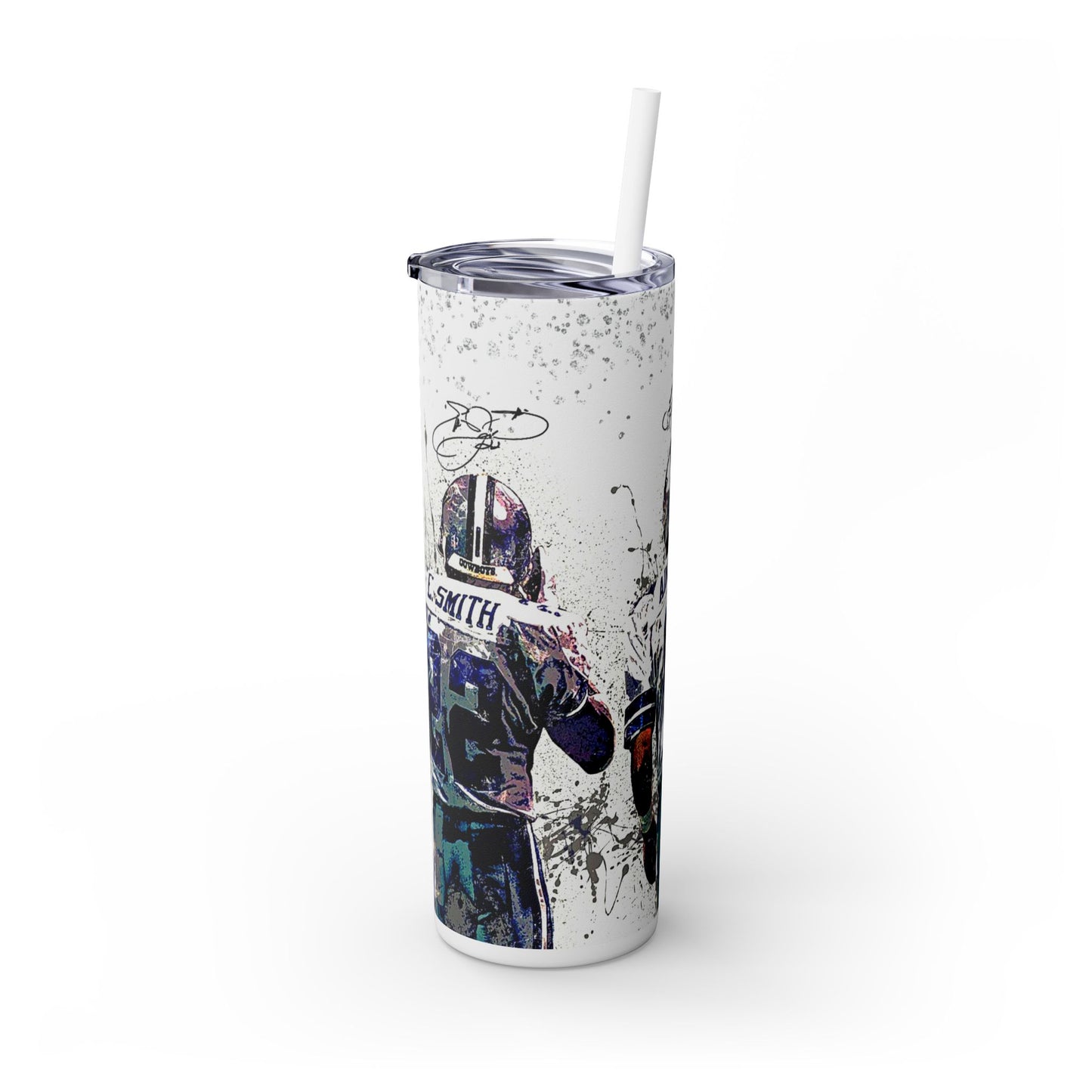 Dallas Cowboys Vibrant Skinny Tumbler with Straw, 20oz for Summer Sips, Celebration, Gifts, Travel, Music Lovers, Festivals