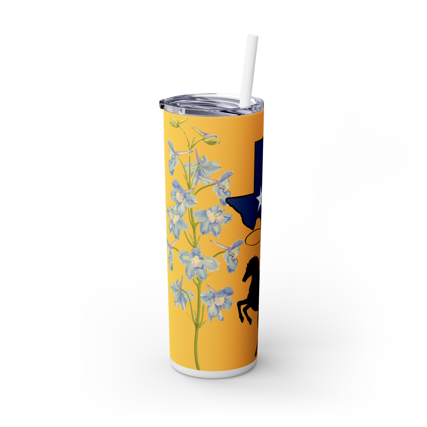 Texas Cowboy Skinny Tumbler with Straw, 20oz - Perfect for Souvenir, Gift, Party, Rodeo, Outdoor Events, Western Style