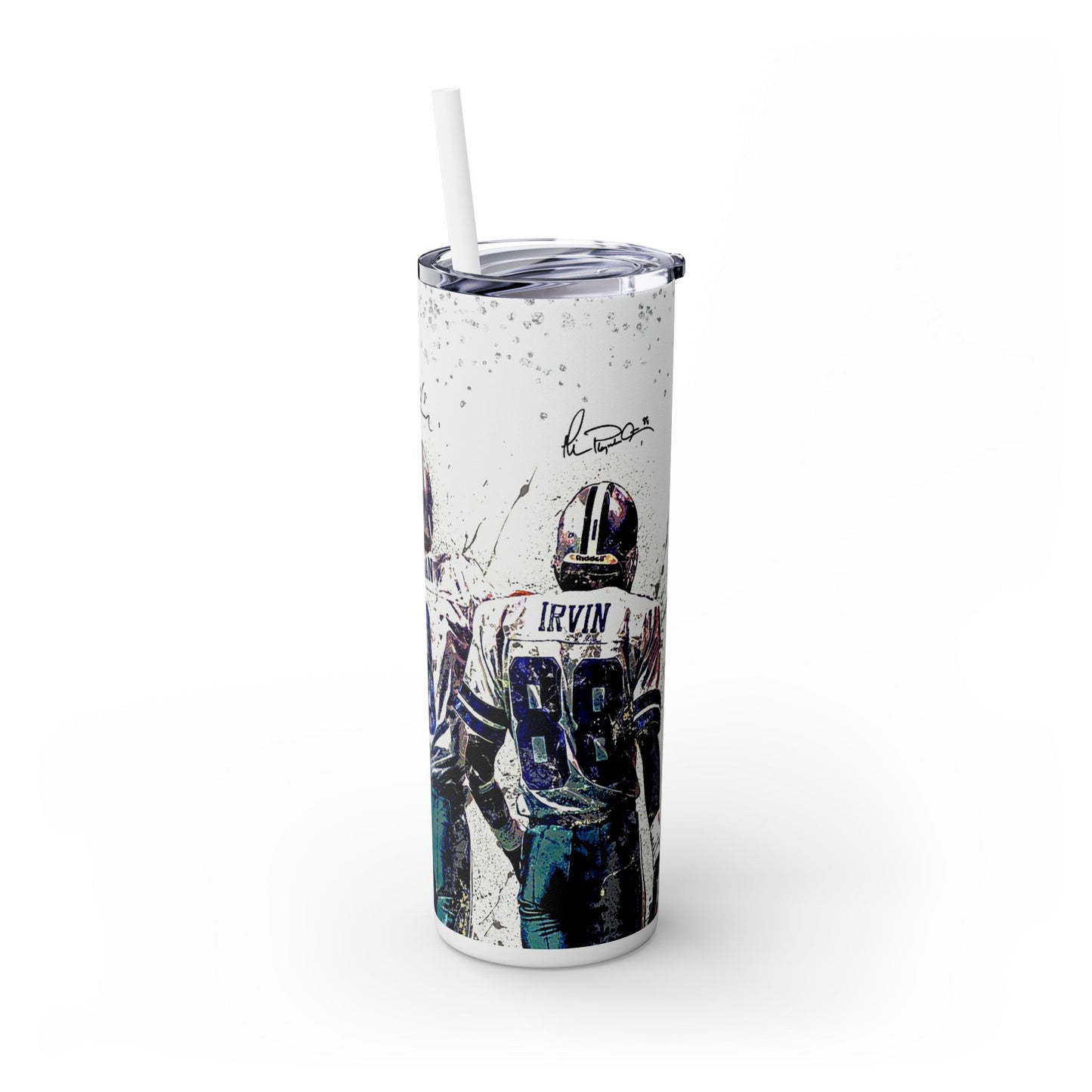 Dallas Cowboys Vibrant Skinny Tumbler with Straw, 20oz for Summer Sips, Celebration, Gifts, Travel, Music Lovers, Festivals