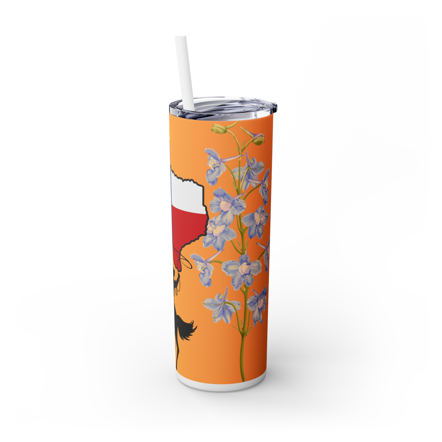 Texas Cowboy Skinny Tumbler with Straw, 20oz - Perfect for Souvenir, Gift, Party, Rodeo, Outdoor Events, Western Style