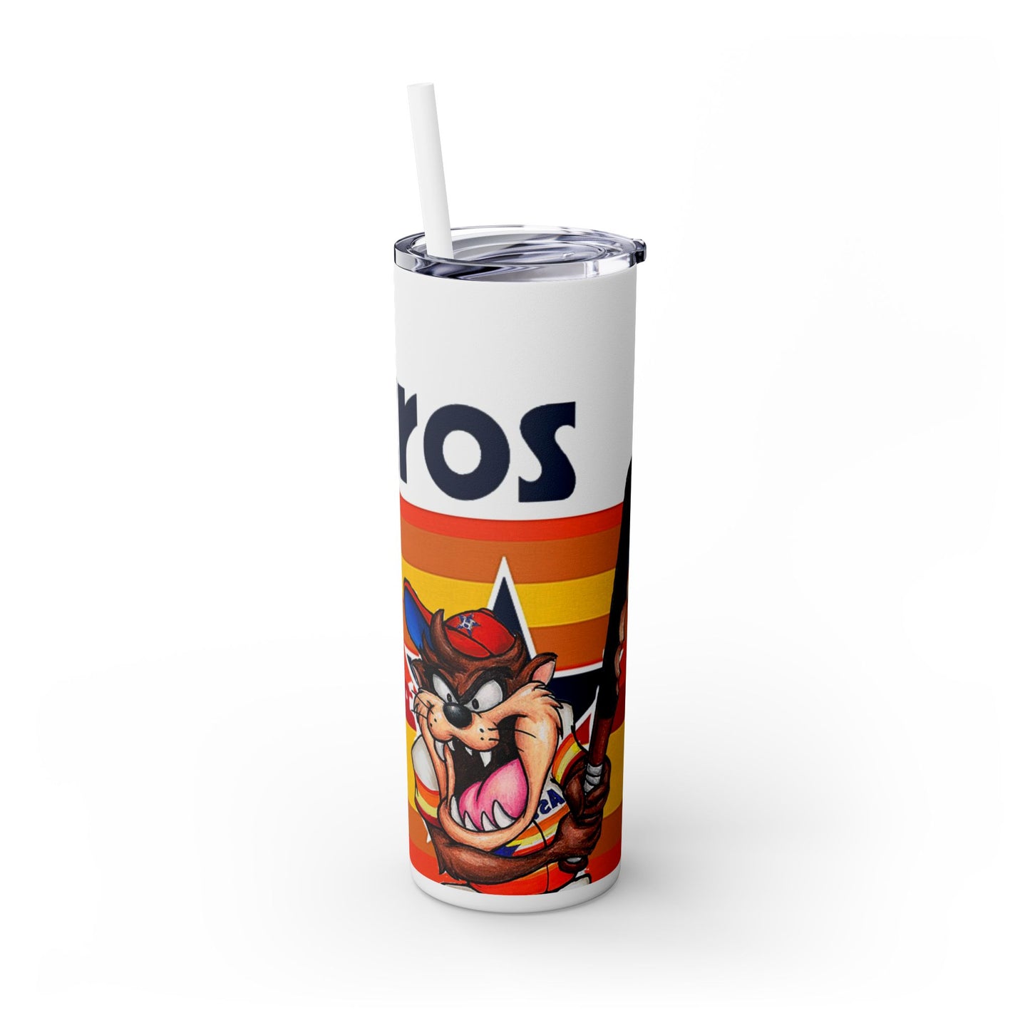 Astros Looney Tunes Vibrant Skinny Tumbler with Straw, 20oz for Summer Sips, Celebration, Gifts, Travel, Music Lovers, Festivals