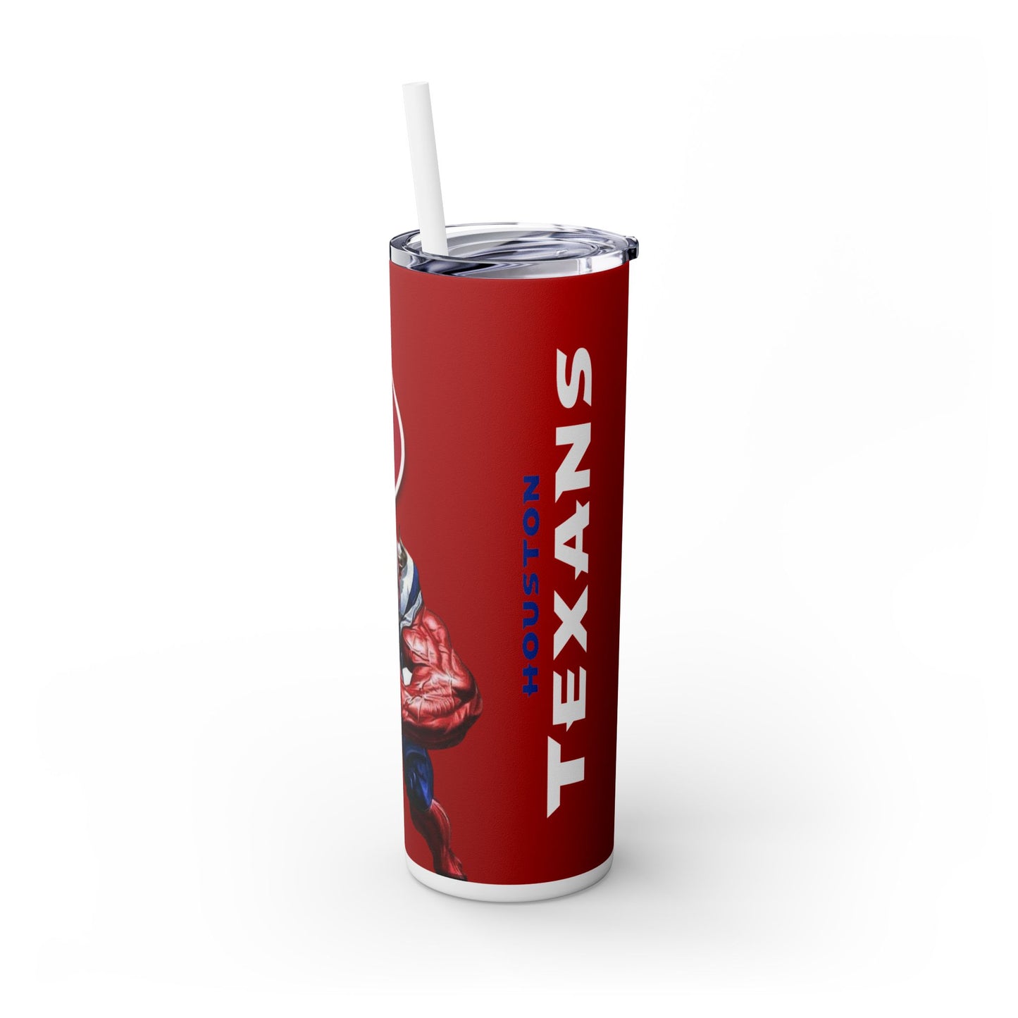 Houston Texans Vibrant Skinny Tumbler with Straw, 20oz for Summer Sips, Celebration, Gifts, Travel, Music Lovers, Festivals